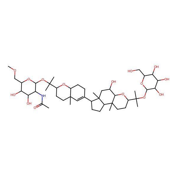 2D Structure of N-[(2R,3R,4R,5S,6R)-2-[2-[(2S,4aS,8aS)-6-[(3S,4aR,5R,6aR,7R,9aR,9bS)-5-hydroxy-6a,9b-dimethyl-3-[2-[(2S,3S,4S,5S,6R)-3,4,5-trihydroxy-6-(hydroxymethyl)oxan-2-yl]oxypropan-2-yl]-1,2,3,4a,5,6,7,8,9,9a-decahydrocyclopenta[f]chromen-7-yl]-4a-methyl-2,3,4,7,8,8a-hexahydrochromen-2-yl]propan-2-yloxy]-4,5-dihydroxy-6-(methoxymethyl)oxan-3-yl]acetamide