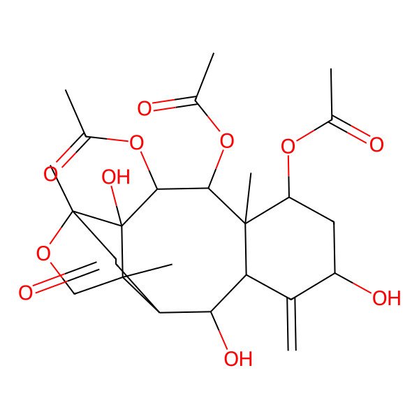 2D Structure of (3,4-Diacetyloxy-2,8,11-trihydroxy-1,5,15-trimethyl-9-methylidene-14-oxo-16-oxatetracyclo[10.5.0.02,15.05,10]heptadecan-6-yl) acetate