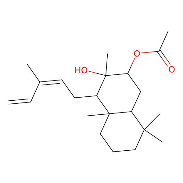 2D Structure of [(2S,3S,4R,4aS,8aS)-3-hydroxy-3,4a,8,8-tetramethyl-4-[(2E)-3-methylpenta-2,4-dienyl]-2,4,5,6,7,8a-hexahydro-1H-naphthalen-2-yl] acetate