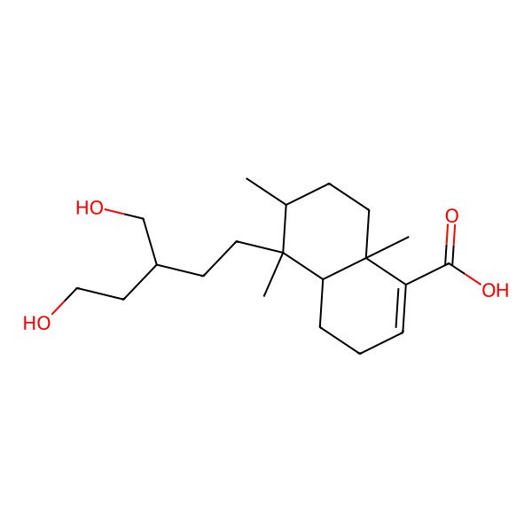 2D Structure of (4aR,5S,6R,8aR)-5-[(3S)-5-hydroxy-3-(hydroxymethyl)pentyl]-5,6,8a-trimethyl-3,4,4a,6,7,8-hexahydronaphthalene-1-carboxylic acid