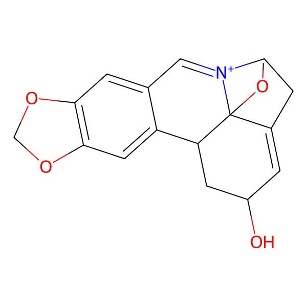 2D Structure of (1S,17R,19S)-19-methoxy-5,7-dioxa-12-azoniapentacyclo[10.6.1.02,10.04,8.015,19]nonadeca-2,4(8),9,11,15-pentaen-17-ol