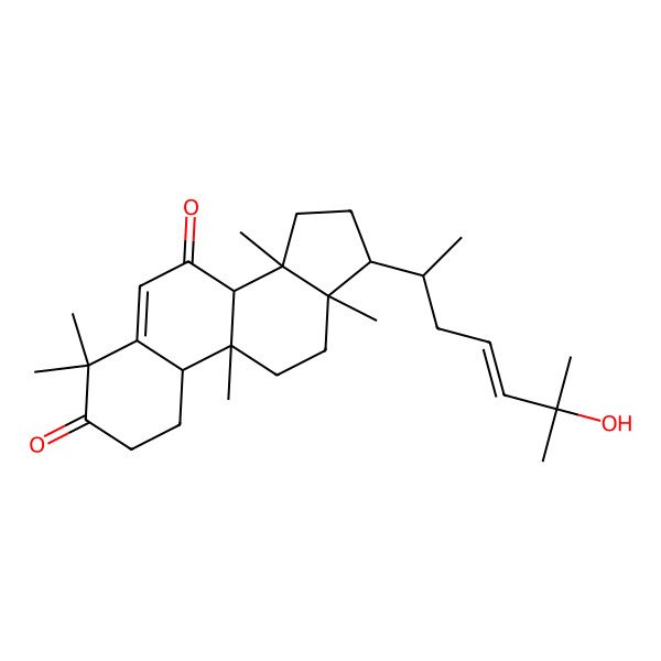 2D Structure of (8R,9S,10S,13R,14S,17R)-17-[(E,2R)-6-hydroxy-6-methylhept-4-en-2-yl]-4,4,9,13,14-pentamethyl-2,8,10,11,12,15,16,17-octahydro-1H-cyclopenta[a]phenanthrene-3,7-dione