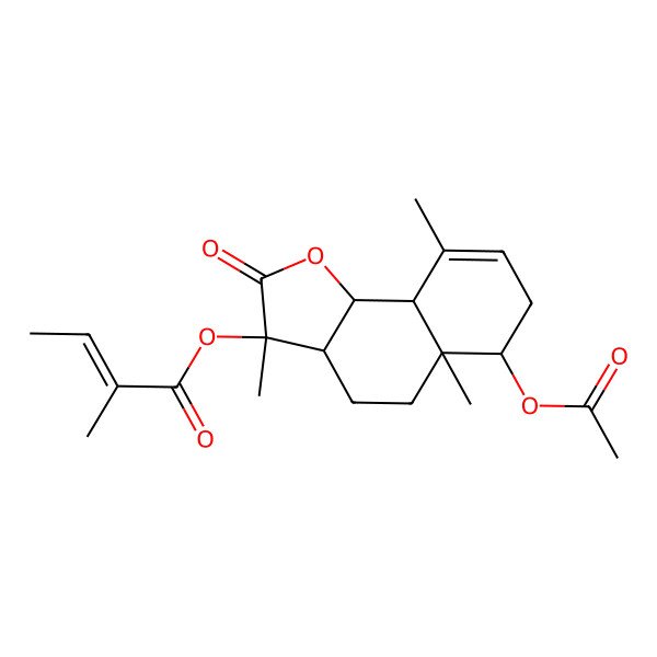 2D Structure of [(3S,3aR,5aR,6R,9aS,9bS)-6-acetyloxy-3,5a,9-trimethyl-2-oxo-4,5,6,7,9a,9b-hexahydro-3aH-benzo[g][1]benzofuran-3-yl] (Z)-2-methylbut-2-enoate