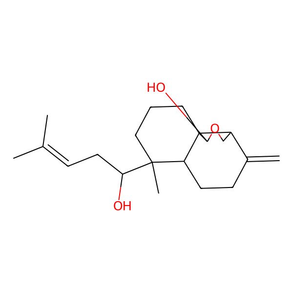 2D Structure of (1S,3aS,6aS,7R,10aR)-7-[(1S)-1-hydroxy-4-methylpent-3-enyl]-7-methyl-4-methylidene-3,3a,5,6,6a,8,9,10-octahydro-1H-benzo[h][2]benzofuran-1-ol