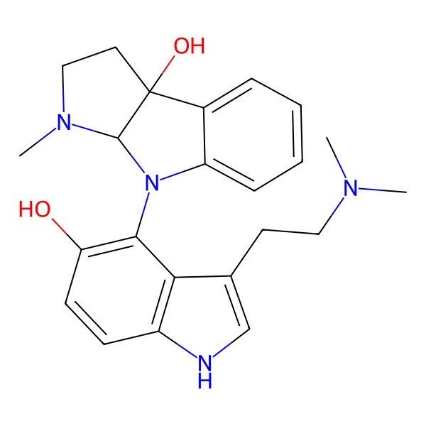 2D Structure of 8-[3-(2-Dimethylaminoethyl)-5-hydroxy-1h-indol-4-yl]-1-methyl-2,3,8,8a-tetrahydro-1h-pyrrolo[2,3-b]indol-3a-ol