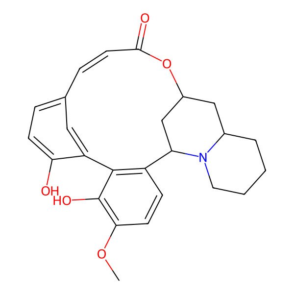 2D Structure of 6,9-Dihydroxy-5-methoxy-16-oxa-24-azapentacyclo[15.7.1.18,12.02,7.019,24]hexacosa-2(7),3,5,8,10,12(26),13-heptaen-15-one