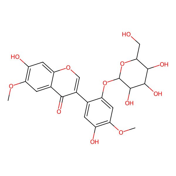 2D Structure of 7,2',5'-Trihydroxy-6,4'-dimethoxyisoflavone 2'-O-glucoside