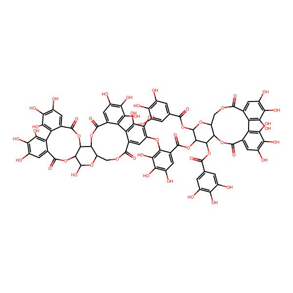 2D Structure of [(10R,11S,12R,13S,15R)-3,4,5,21,22,23-hexahydroxy-8,18-dioxo-11,13-bis[(3,4,5-trihydroxybenzoyl)oxy]-9,14,17-trioxatetracyclo[17.4.0.02,7.010,15]tricosa-1(23),2,4,6,19,21-hexaen-12-yl] 2-[[(1R,2S,19R,20R,22R)-7,8,9,12,13,14,20,29,30,33,34,35-dodecahydroxy-4,17,25,38-tetraoxo-3,18,21,24,39-pentaoxaheptacyclo[20.17.0.02,19.05,10.011,16.026,31.032,37]nonatriaconta-5,7,9,11,13,15,26,28,30,32,34,36-dodecaen-28-yl]oxy]-3,4,5-trihydroxybenzoate
