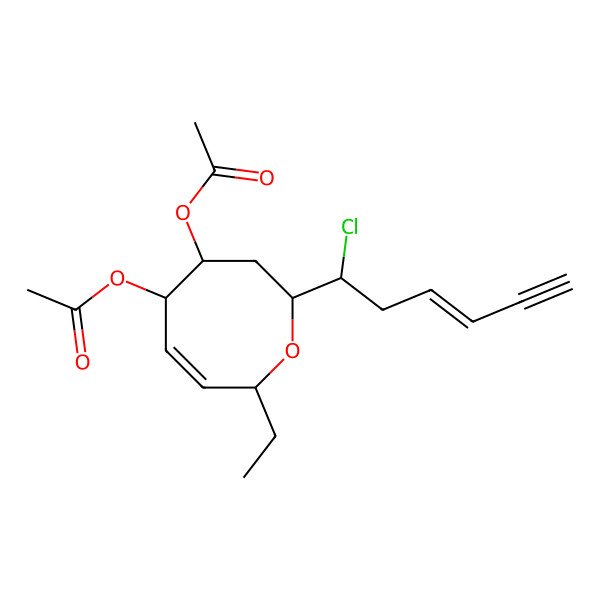 2D Structure of [(2R,4R,5R,6Z,8R)-5-acetyloxy-2-[(Z)-1-chlorohex-3-en-5-ynyl]-8-ethyl-3,4,5,8-tetrahydro-2H-oxocin-4-yl] acetate