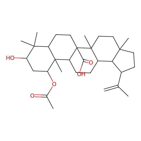 2D Structure of 11-Acetyloxy-9-hydroxy-3a,5a,8,8,11a-pentamethyl-1-prop-1-en-2-yl-1,2,3,4,5,6,7,7a,9,10,11,11b,12,13,13a,13b-hexadecahydrocyclopenta[a]chrysene-5b-carboxylic acid