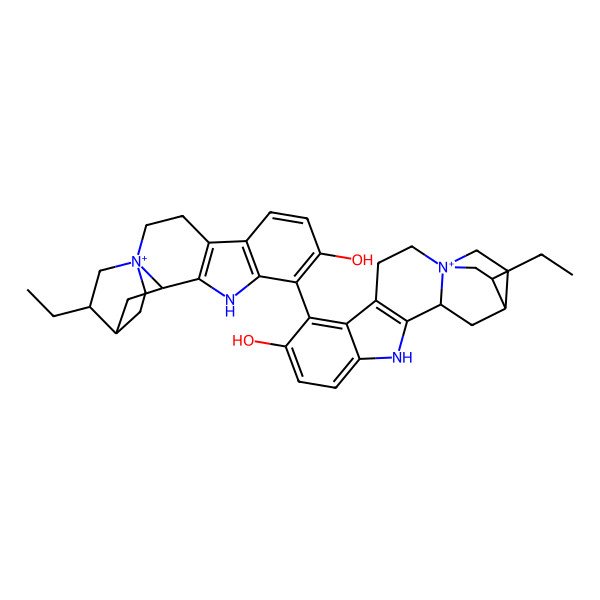 2D Structure of 16-Ethyl-9-(16-ethyl-7-hydroxy-11-aza-1-azoniapentacyclo[13.2.2.01,13.04,12.05,10]nonadeca-4(12),5(10),6,8-tetraen-6-yl)-11-aza-1-azoniapentacyclo[13.2.2.01,13.04,12.05,10]nonadeca-4(12),5(10),6,8-tetraen-8-ol