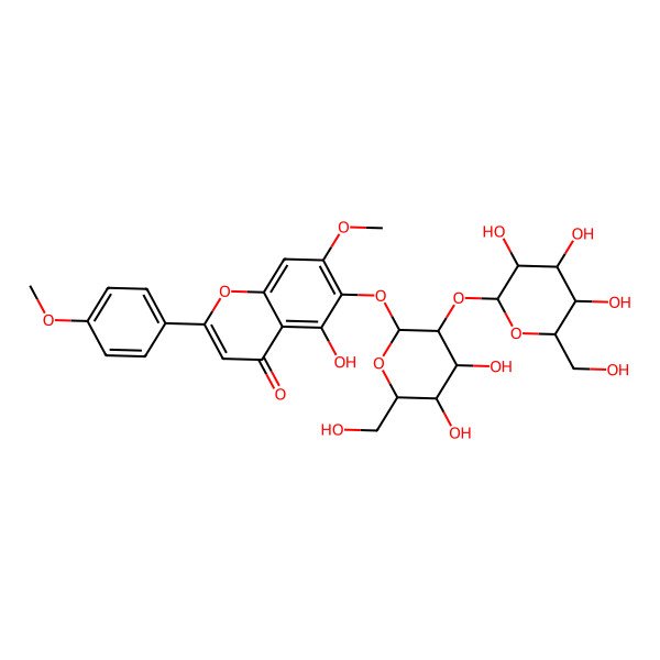 2D Structure of 6-[(2S,3R,4S,5S,6R)-4,5-dihydroxy-6-(hydroxymethyl)-3-[(2S,3R,4S,5S,6R)-3,4,5-trihydroxy-6-(hydroxymethyl)oxan-2-yl]oxyoxan-2-yl]oxy-5-hydroxy-7-methoxy-2-(4-methoxyphenyl)chromen-4-one