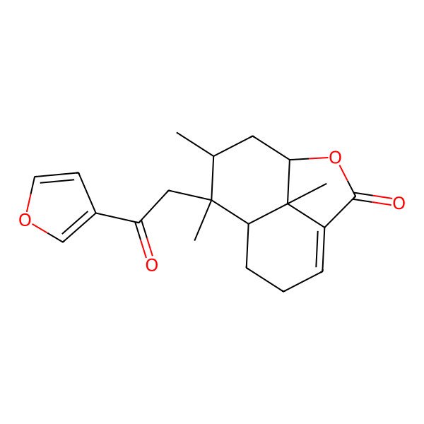 2D Structure of (8R,9R,10R,12S)-9-[2-(furan-3-yl)-2-oxoethyl]-9,10,12-trimethyl-2-oxatricyclo[6.3.1.04,12]dodec-4-en-3-one