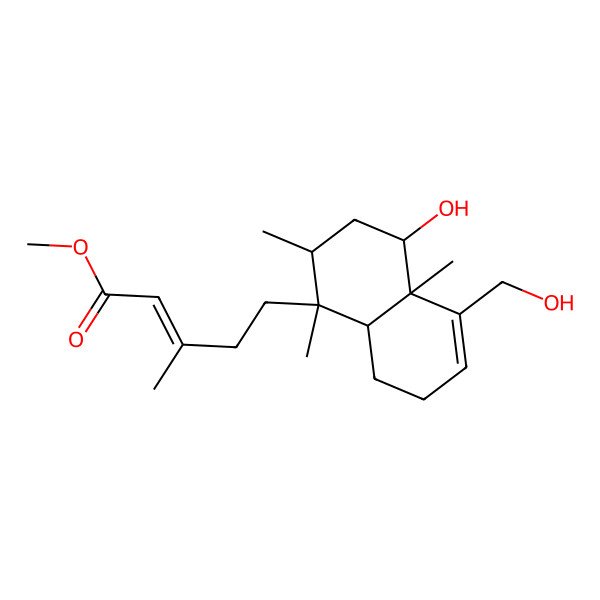 2D Structure of methyl (E)-5-[(1R,2S,4S,4aS,8aS)-4-hydroxy-5-(hydroxymethyl)-1,2,4a-trimethyl-2,3,4,7,8,8a-hexahydronaphthalen-1-yl]-3-methylpent-2-enoate