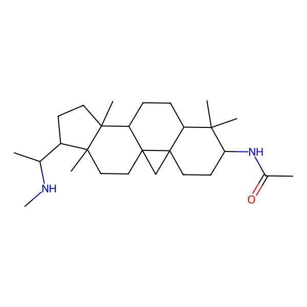2D Structure of N-[7,7,12,16-tetramethyl-15-[1-(methylamino)ethyl]-6-pentacyclo[9.7.0.01,3.03,8.012,16]octadecanyl]acetamide