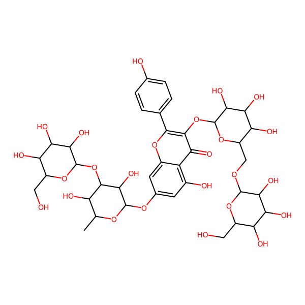2D Structure of 7-[3,5-Dihydroxy-6-methyl-4-[3,4,5-trihydroxy-6-(hydroxymethyl)oxan-2-yl]oxyoxan-2-yl]oxy-5-hydroxy-2-(4-hydroxyphenyl)-3-[3,4,5-trihydroxy-6-[[3,4,5-trihydroxy-6-(hydroxymethyl)oxan-2-yl]oxymethyl]oxan-2-yl]oxychromen-4-one