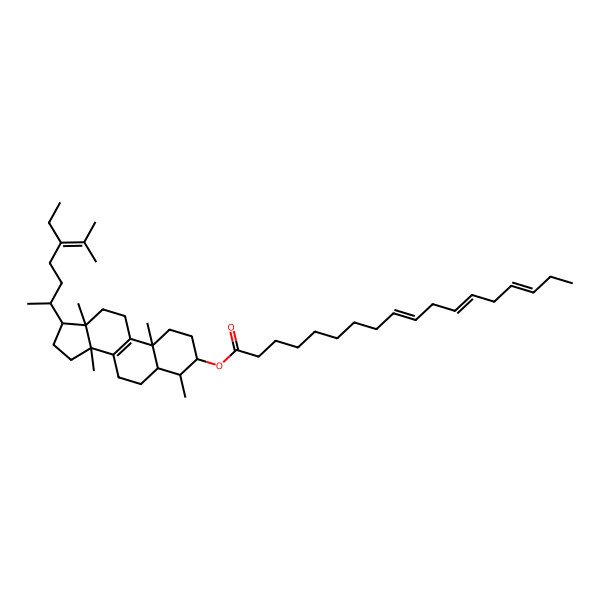 2D Structure of [(3S,4S,5S,10S,13R,14R,17R)-17-[(2R)-5-ethyl-6-methylhept-5-en-2-yl]-4,10,13,14-tetramethyl-1,2,3,4,5,6,7,11,12,15,16,17-dodecahydrocyclopenta[a]phenanthren-3-yl] (9Z,12Z,15Z)-octadeca-9,12,15-trienoate