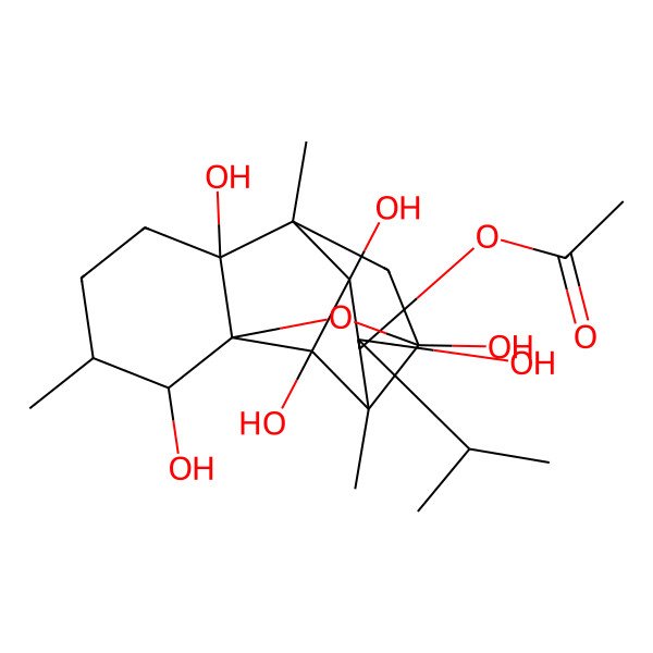2D Structure of [(1R,2R,3S,6S,7S,9S,10S,11S,12R,13S,14R)-2,6,9,11,13,14-hexahydroxy-3,7,10-trimethyl-11-propan-2-yl-15-oxapentacyclo[7.5.1.01,6.07,13.010,14]pentadecan-12-yl] acetate