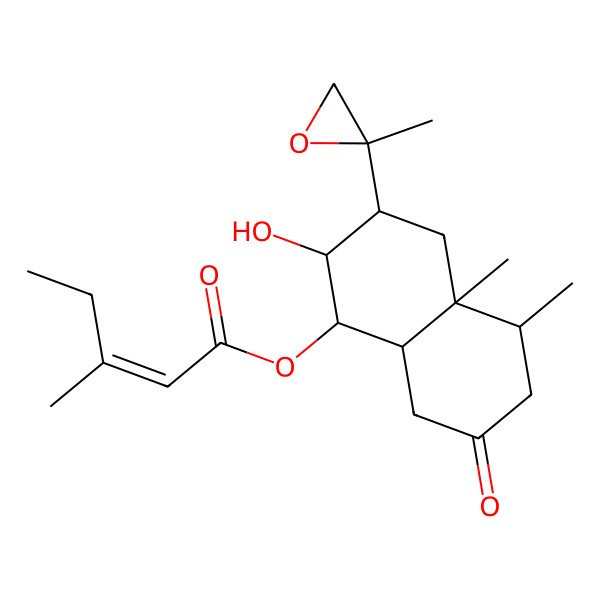 2D Structure of [(1S,2R,3S,4aR,5S,8aS)-2-hydroxy-4a,5-dimethyl-3-[(2R)-2-methyloxiran-2-yl]-7-oxo-1,2,3,4,5,6,8,8a-octahydronaphthalen-1-yl] (E)-3-methylpent-2-enoate