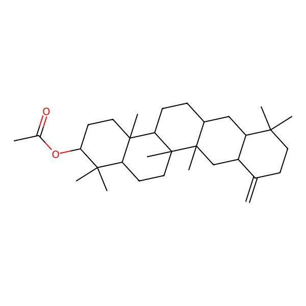 2D Structure of (1,2,8,8,15,19,19-Heptamethyl-5-methylidene-18-pentacyclo[12.8.0.02,11.04,9.015,20]docosanyl) acetate