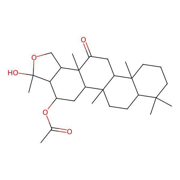 2D Structure of [(3S,3aR,4S,5aS,5bR,7aR,11aS,11bS,13aS,13bS)-3-hydroxy-3,5b,8,8,11a,13a-hexamethyl-13-oxo-1,3a,4,5,5a,6,7,7a,9,10,11,11b,12,13b-tetradecahydrophenanthro[2,1-e][2]benzofuran-4-yl] acetate