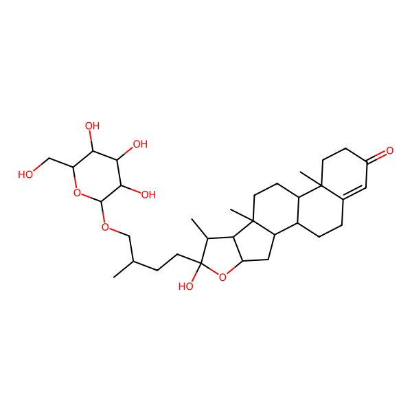 2D Structure of (1S,2S,4S,7S,8R,9S,12S,13R)-6-hydroxy-7,9,13-trimethyl-6-[(3R)-3-methyl-4-[(2R,3R,4S,5S,6R)-3,4,5-trihydroxy-6-(hydroxymethyl)oxan-2-yl]oxybutyl]-5-oxapentacyclo[10.8.0.02,9.04,8.013,18]icos-17-en-16-one