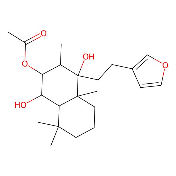 2D Structure of [(1S,2R,3R,4R,4aS,8aS)-4-[2-(furan-3-yl)ethyl]-1,4-dihydroxy-3,4a,8,8-tetramethyl-2,3,5,6,7,8a-hexahydro-1H-naphthalen-2-yl] acetate
