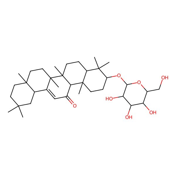2D Structure of (4aR,6aR,6aS,6bR,8aR,10S,12aS,14bR)-2,2,4a,6a,6b,9,9,12a-octamethyl-10-[(2R,3R,4S,5S,6R)-3,4,5-trihydroxy-6-(hydroxymethyl)oxan-2-yl]oxy-3,4,5,6,6a,7,8,8a,10,11,12,14b-dodecahydro-1H-picen-13-one