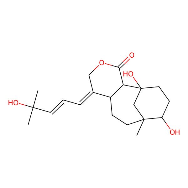 2D Structure of 1,11-Dihydroxy-6-(4-hydroxy-4-methylpent-2-enylidene)-10-methyl-4-oxatricyclo[8.3.1.02,7]tetradecan-3-one