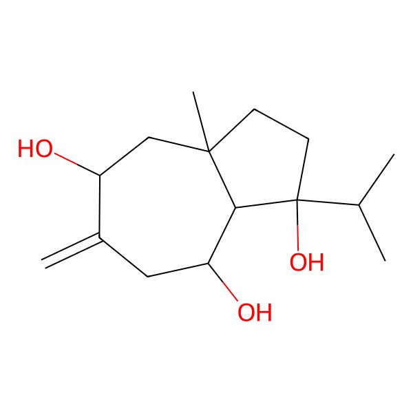 2D Structure of (1R,3aR,5S,8S,8aS)-3a-methyl-6-methylidene-1-propan-2-yl-3,4,5,7,8,8a-hexahydro-2H-azulene-1,5,8-triol