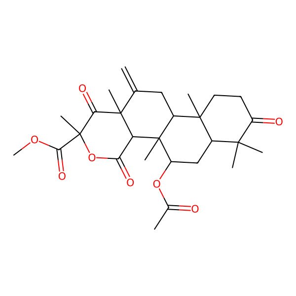 2D Structure of Methyl 5-acetyloxy-2,4b,7,7,10a,12a-hexamethyl-12-methylidene-1,4,8-trioxo-4a,5,6,6a,9,10,10b,11-octahydronaphtho[1,2-h]isochromene-2-carboxylate