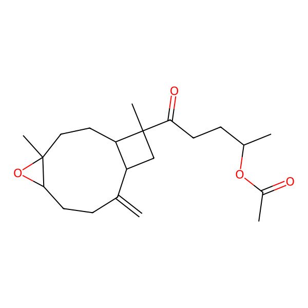 2D Structure of [(2R)-5-[(1S,4S,6S,10R,12S)-4,12-dimethyl-9-methylidene-5-oxatricyclo[8.2.0.04,6]dodecan-12-yl]-5-oxopentan-2-yl] acetate