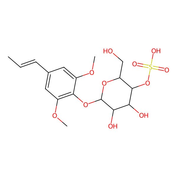2D Structure of [(2R,3S,4R,5R,6S)-6-[2,6-dimethoxy-4-[(E)-prop-1-enyl]phenoxy]-4,5-dihydroxy-2-(hydroxymethyl)oxan-3-yl] hydrogen sulfate