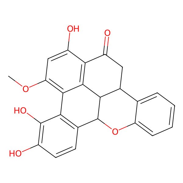 2D Structure of 5,6,11-Trihydroxy-9-methoxy-22-oxahexacyclo[10.10.2.02,7.08,24.015,23.016,21]tetracosa-2(7),3,5,8,10,12(24),16,18,20-nonaen-13-one