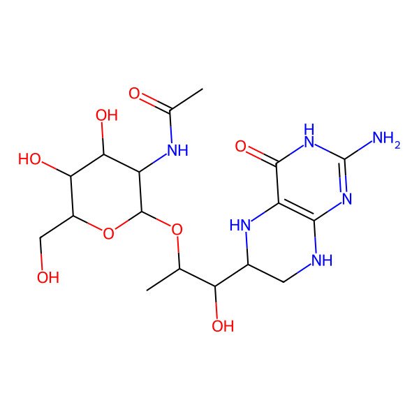 2D Structure of N-[2-[1-(2-amino-4-oxo-5,6,7,8-tetrahydro-3H-pteridin-6-yl)-1-hydroxypropan-2-yl]oxy-4,5-dihydroxy-6-(hydroxymethyl)oxan-3-yl]acetamide