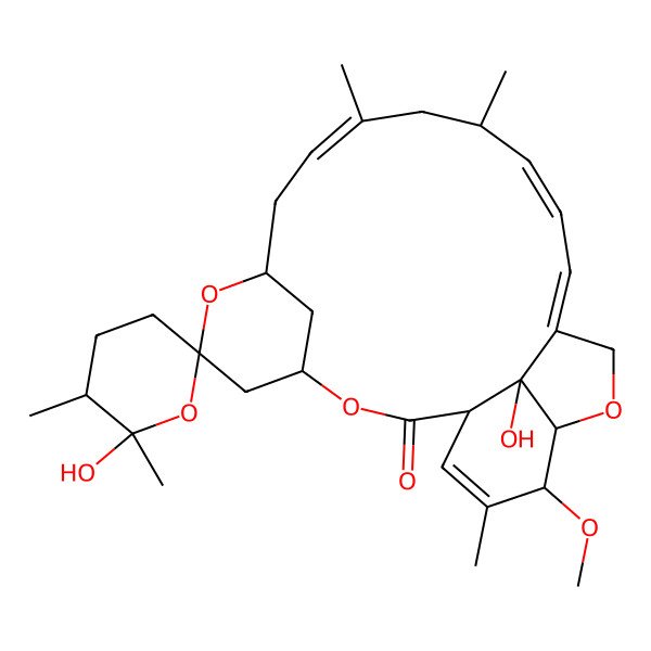 2D Structure of (1R,2'R,3'S,4S,6R,8R,10E,13R,14E,16E,20R,21R,24S)-2',24-dihydroxy-21-methoxy-2',3',11,13,22-pentamethylspiro[3,7,19-trioxatetracyclo[15.6.1.14,8.020,24]pentacosa-10,14,16,22-tetraene-6,6'-oxane]-2-one