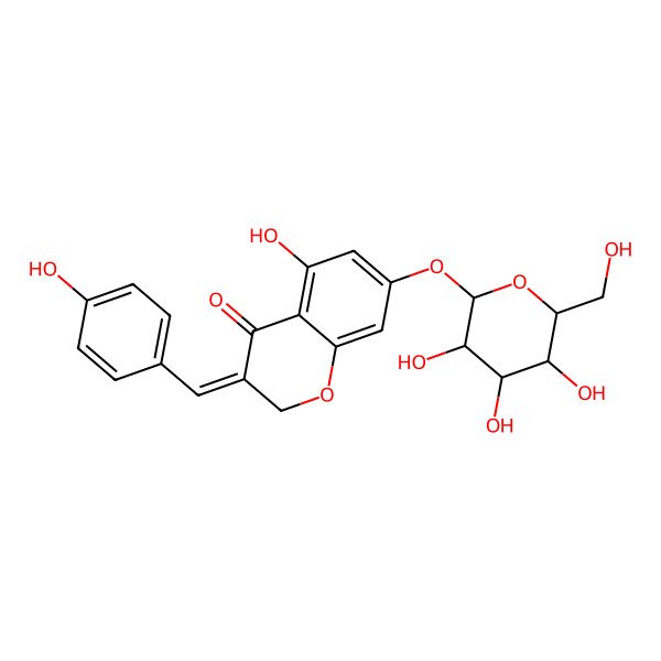 2D Structure of 5-Hydroxy-3-[(4-hydroxyphenyl)methylidene]-7-[3,4,5-trihydroxy-6-(hydroxymethyl)oxan-2-yl]oxychromen-4-one