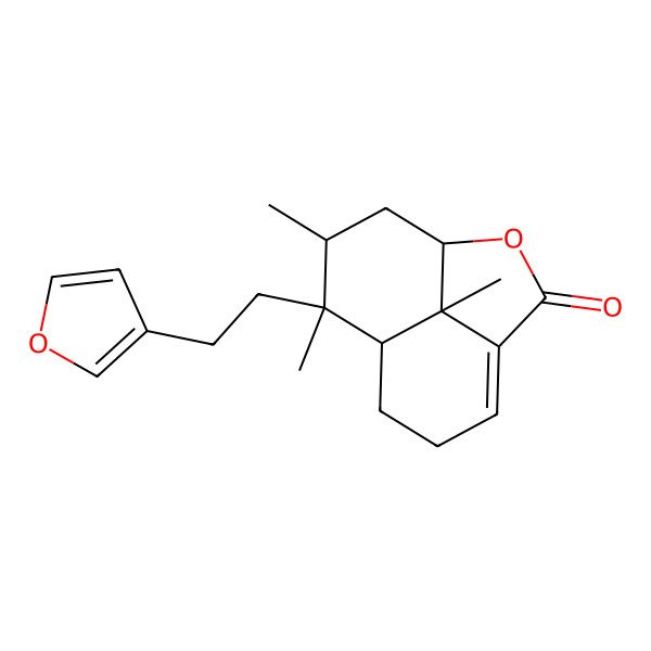 2D Structure of (1S,8R,9S,10R,12R)-9-[2-(furan-3-yl)ethyl]-9,10,12-trimethyl-2-oxatricyclo[6.3.1.04,12]dodec-4-en-3-one