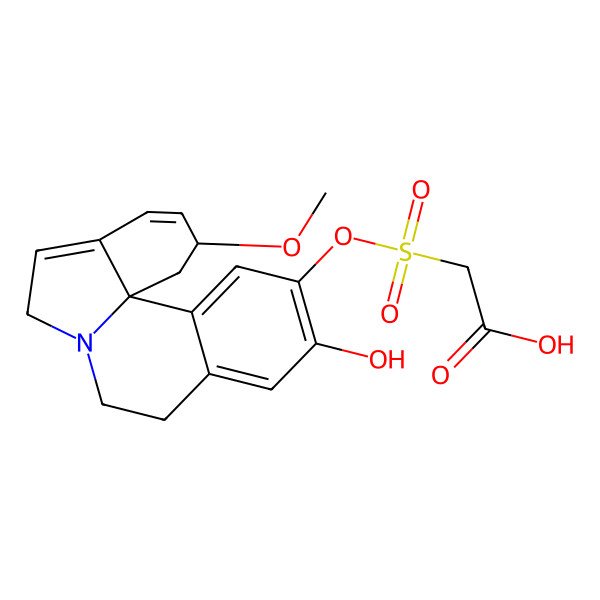 2D Structure of 2-[(11-hydroxy-2-methoxy-2,6,8,9-tetrahydro-1H-indolo[7a,1-a]isoquinolin-12-yl)oxysulfonyl]acetic acid