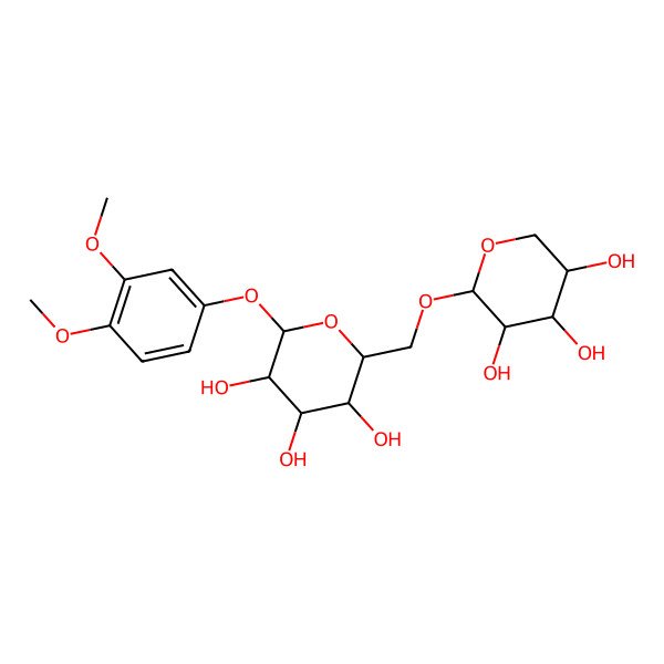 2D Structure of (2S,3R,4S,5S,6R)-2-(3,4-dimethoxyphenoxy)-6-[[(2S,3R,4S,5R)-3,4,5-trihydroxyoxan-2-yl]oxymethyl]oxane-3,4,5-triol