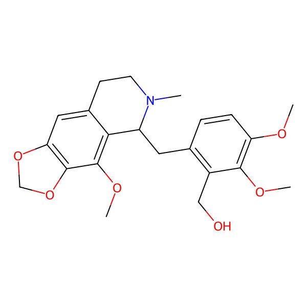 2D Structure of [2,3-dimethoxy-6-[(4-methoxy-6-methyl-7,8-dihydro-5H-[1,3]dioxolo[4,5-g]isoquinolin-5-yl)methyl]phenyl]methanol