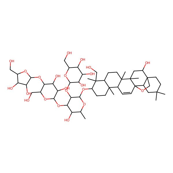 2D Structure of 2-[4-[5-[3,4-Dihydroxy-5-(hydroxymethyl)oxolan-2-yl]oxy-3,4-dihydroxy-6-(hydroxymethyl)oxan-2-yl]oxy-5-hydroxy-2-[[2-hydroxy-9-(hydroxymethyl)-4,5,9,13,20,20-hexamethyl-24-oxahexacyclo[15.5.2.01,18.04,17.05,14.08,13]tetracos-15-en-10-yl]oxy]-6-methyloxan-3-yl]oxy-6-(hydroxymethyl)oxane-3,4,5-triol