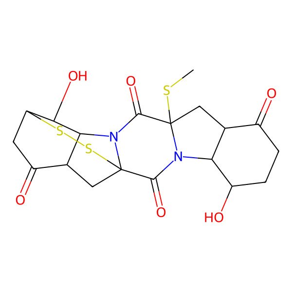 2D Structure of 5,15-Dihydroxy-11-methylsulfanyl-21,22-dithia-3,13-diazahexacyclo[14.4.2.01,13.03,11.04,9.014,19]docosane-2,8,12,18-tetrone