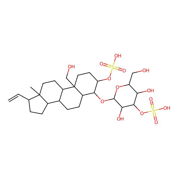 2D Structure of [(3S,4R,5R,8S,9S,10S,13S,14S,17R)-4-[(2R,3R,4S,5R,6R)-3,5-dihydroxy-6-(hydroxymethyl)-4-sulfooxyoxan-2-yl]oxy-17-ethenyl-10-(hydroxymethyl)-13-methyl-2,3,4,5,6,7,8,9,11,12,14,15,16,17-tetradecahydro-1H-cyclopenta[a]phenanthren-3-yl] hydrogen sulfate