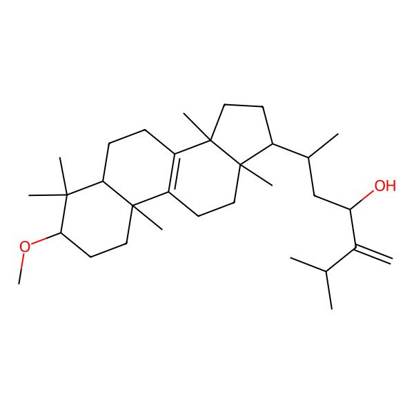2D Structure of 6-(3-methoxy-4,4,10,13,14-pentamethyl-2,3,5,6,7,11,12,15,16,17-decahydro-1H-cyclopenta[a]phenanthren-17-yl)-2-methyl-3-methylideneheptan-4-ol