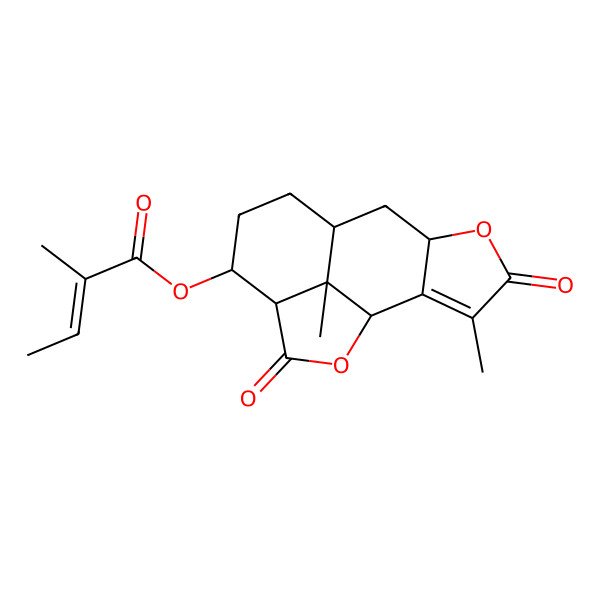 2D Structure of [(1R,6S,8R,11S,12S,15S)-3,15-dimethyl-4,13-dioxo-5,14-dioxatetracyclo[6.6.1.02,6.012,15]pentadec-2-en-11-yl] (Z)-2-methylbut-2-enoate