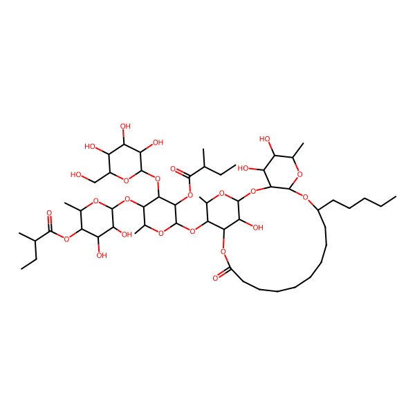 2D Structure of [4,5-Dihydroxy-2-methyl-6-[2-methyl-5-(2-methylbutanoyloxy)-6-[(4,5,25-trihydroxy-6,23-dimethyl-19-oxo-10-pentyl-2,7,9,20,24-pentaoxatricyclo[19.3.1.03,8]pentacosan-22-yl)oxy]-4-[3,4,5-trihydroxy-6-(hydroxymethyl)oxan-2-yl]oxyoxan-3-yl]oxyoxan-3-yl] 2-methylbutanoate