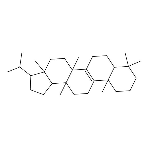 2D Structure of (3R,3aR,5aS,7aS,11aS,13aS,13bS)-3a,5a,8,8,11a,13a-hexamethyl-3-propan-2-yl-1,2,3,4,5,6,7,7a,9,10,11,12,13,13b-tetradecahydrocyclopenta[a]chrysene