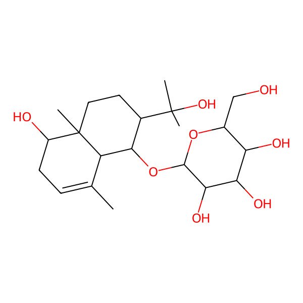 2D Structure of 2-[[5-hydroxy-2-(2-hydroxypropan-2-yl)-4a,8-dimethyl-2,3,4,5,6,8a-hexahydro-1H-naphthalen-1-yl]oxy]-6-(hydroxymethyl)oxane-3,4,5-triol