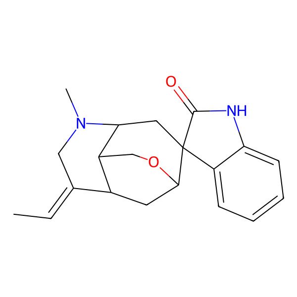 2D Structure of (1R,2S,4S,7E,8R,9S)-7-ethylidene-5-methylspiro[11-oxa-5-azatricyclo[6.3.1.04,9]dodecane-2,3'-1H-indole]-2'-one